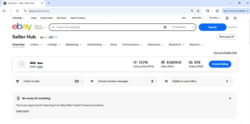 eBay Seller Hub EcoWebMarket